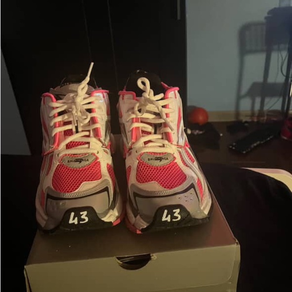 Balenciaga Neon Pink and White Athletic Shoes